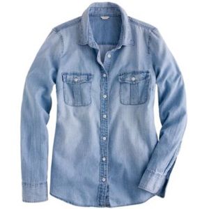 Distressed Denim chambray botton-up shirt